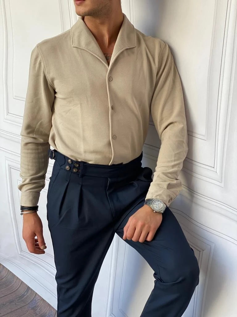 Yaka Katlama Detaylı Yüksek Kalite Kışlık Örme Gömlek