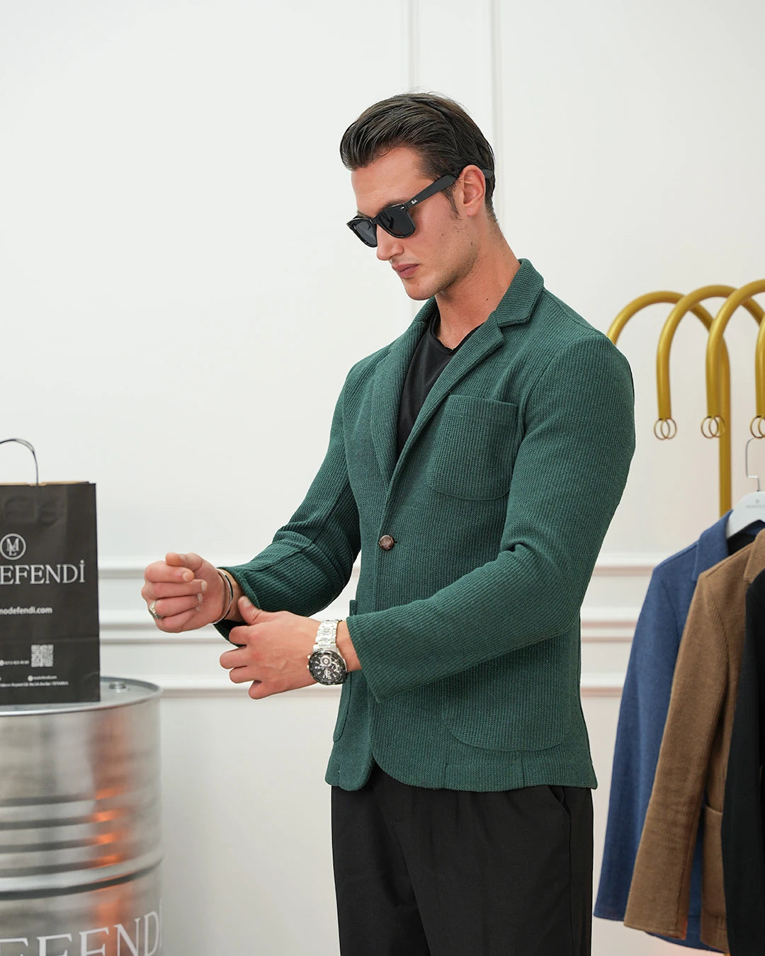 Petek Örme Torba Cep Ceket