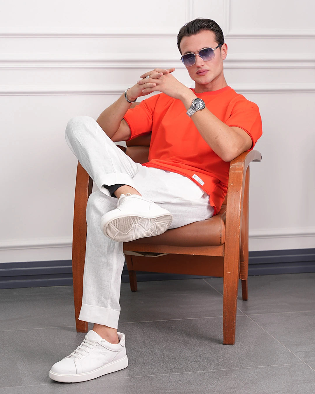 Pamuk Likra Yırtmaç Detaylı 2 İplik Oversize Tshirt