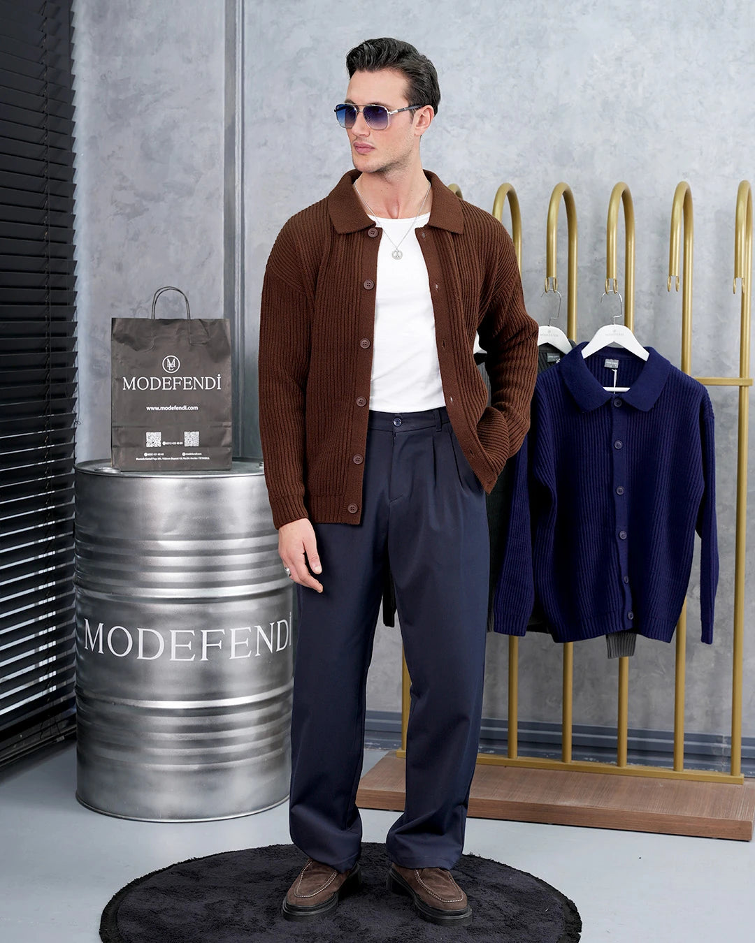 Düğmeli Gömlek Yaka Triko Hırka