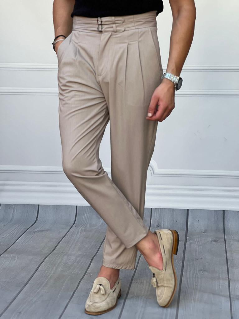 Toka Detaylı Çift Pile İtalyan Kesim Pantolon