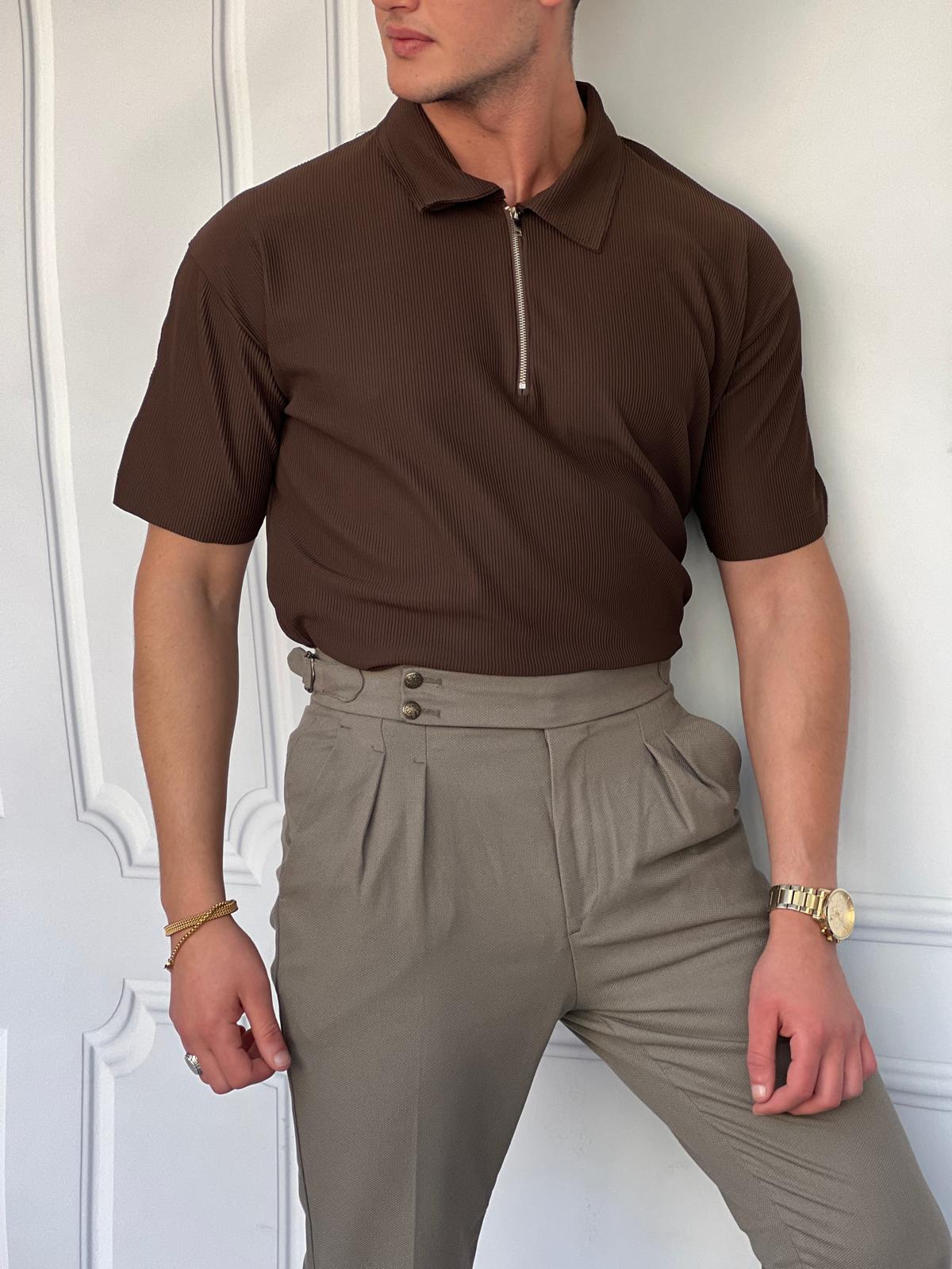 İnce Fitilli Yüksek Kalite Fermuar Detaylı Oversize Tshırt