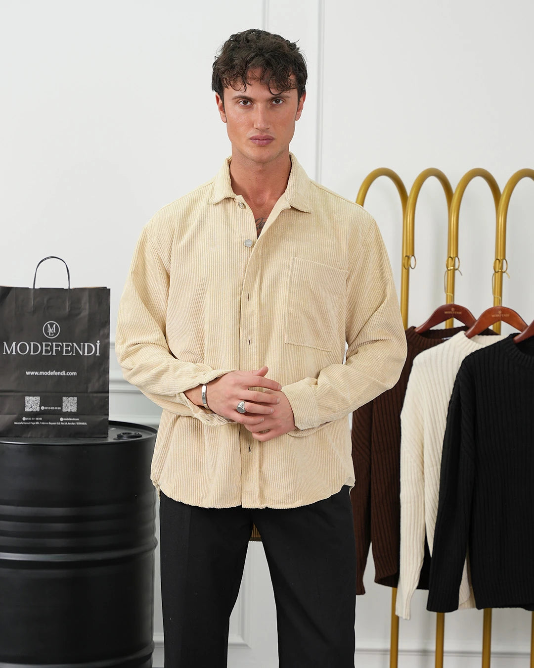 Fitil Kadife Oversize Gömlek