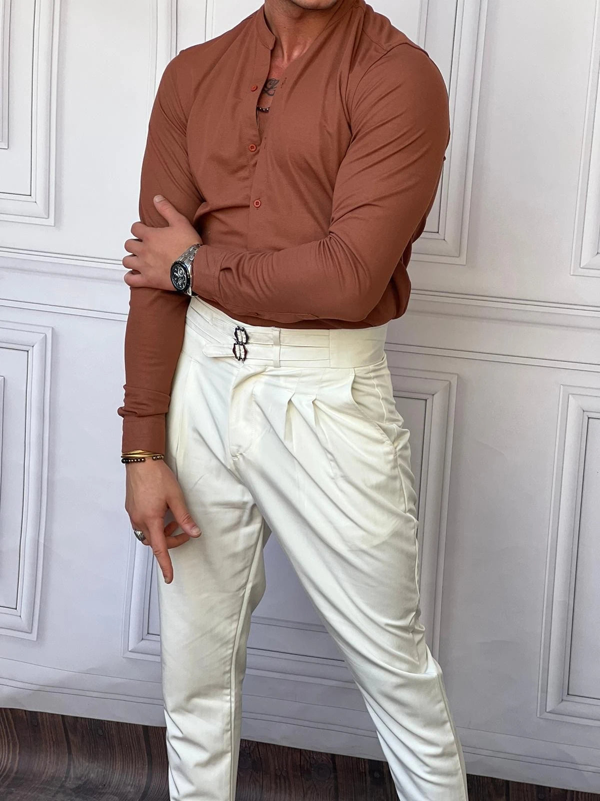 Pamuk Likra Hakim Yaka Gömlek