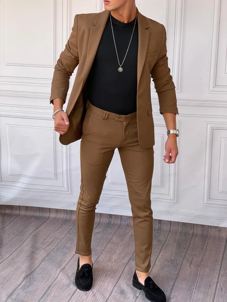 Slimfit Kalıp Pamuk Likra Ceket Pantolon Takım Elbise