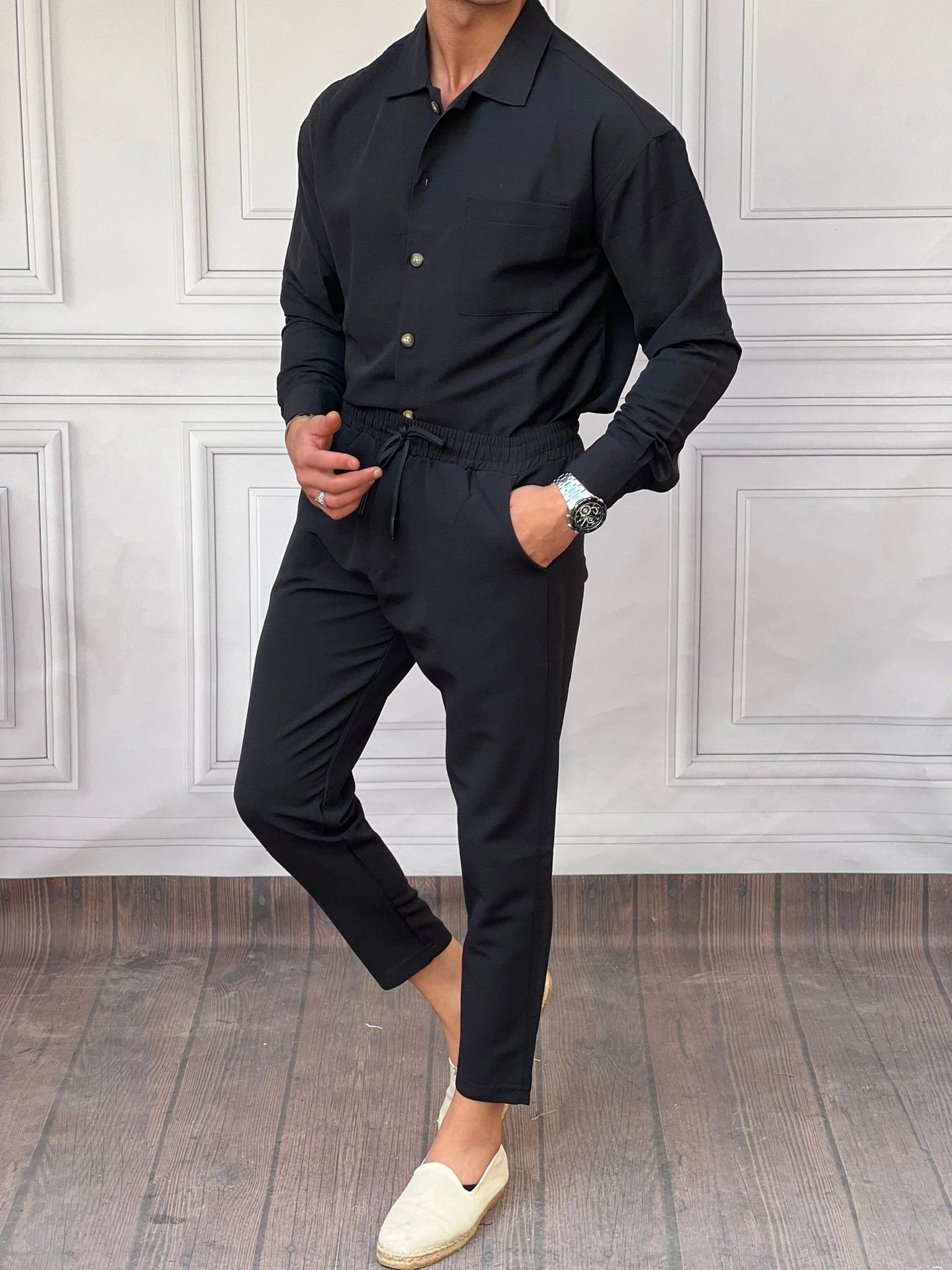 Rahat Kalıp Cep Detaylı Pamuk Keten Gömlek