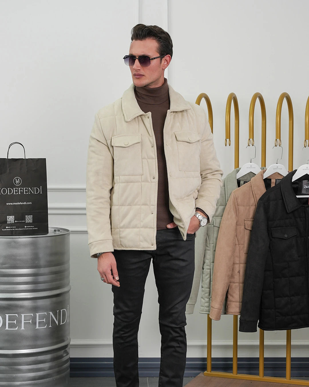 Yüksek Kalite Desenli Yarım Oversize Nubuk Mont