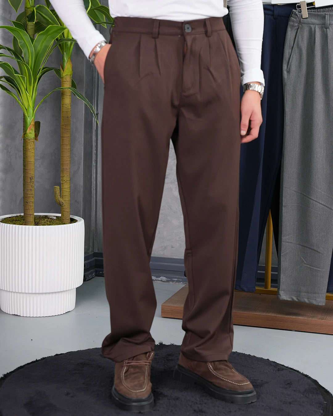 Çift Pile Pamuk Likra Baggy Kumaş Pantolon