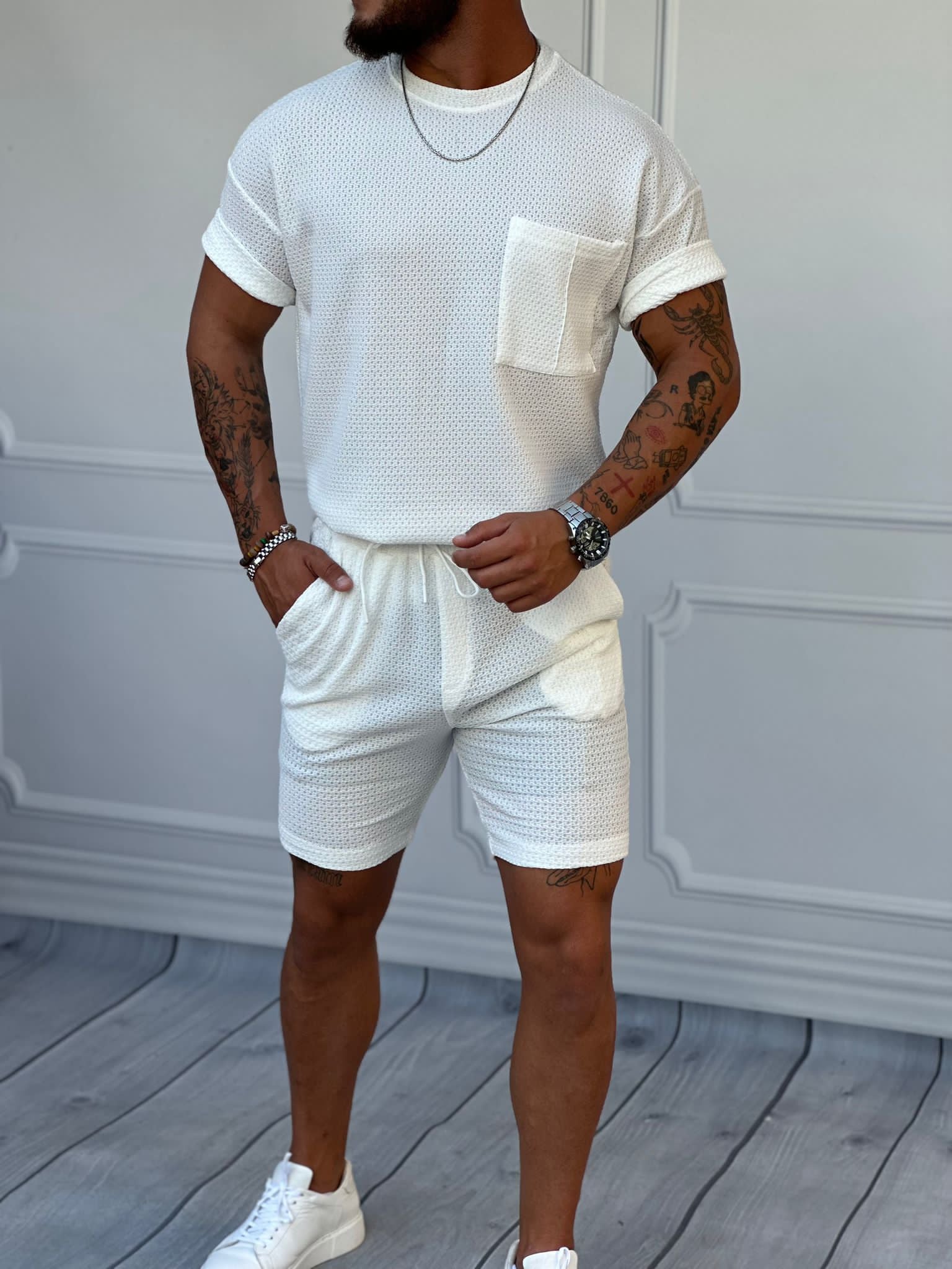 Pamuk Likra Örme Şortlu Takım