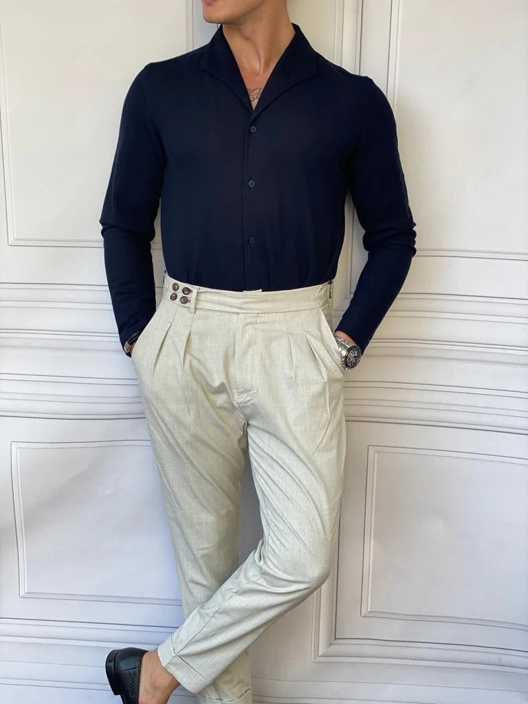 Yaka Katlama Detaylı Yüksek Kalite Kışlık Örme Gömlek