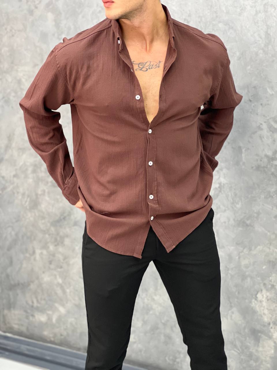 Krinkıl Kumaş Oversize Kesim Keten Gömlek