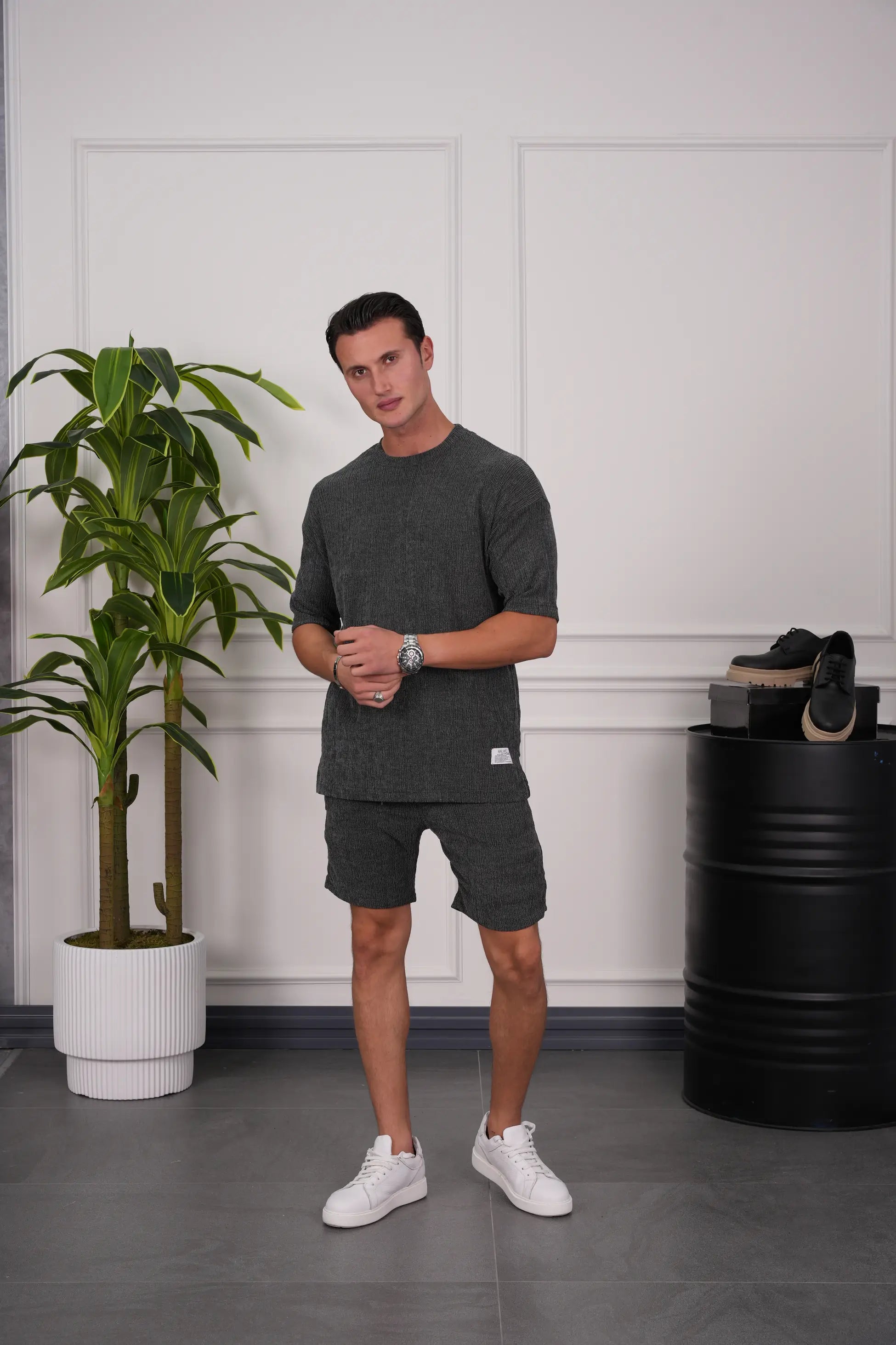 Rahat Kalıp Armur Kumaş Kısa Kollu Gömlek