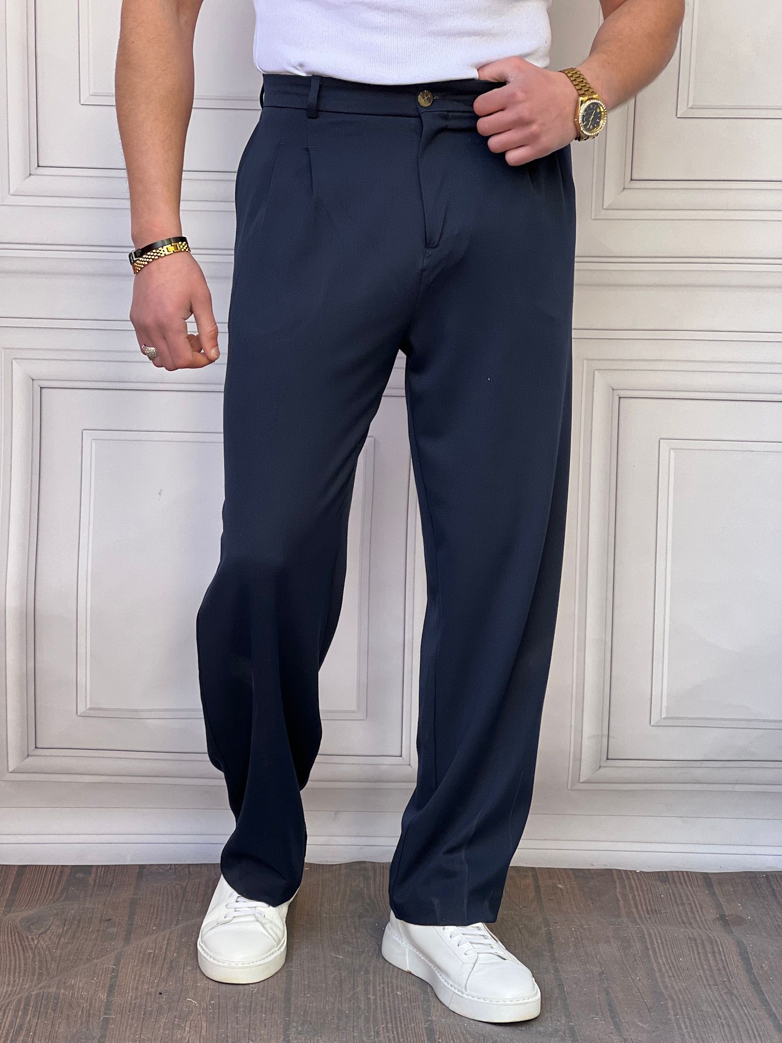 Baggy Kalıp Pile Detaylı Kumaş Pantolon