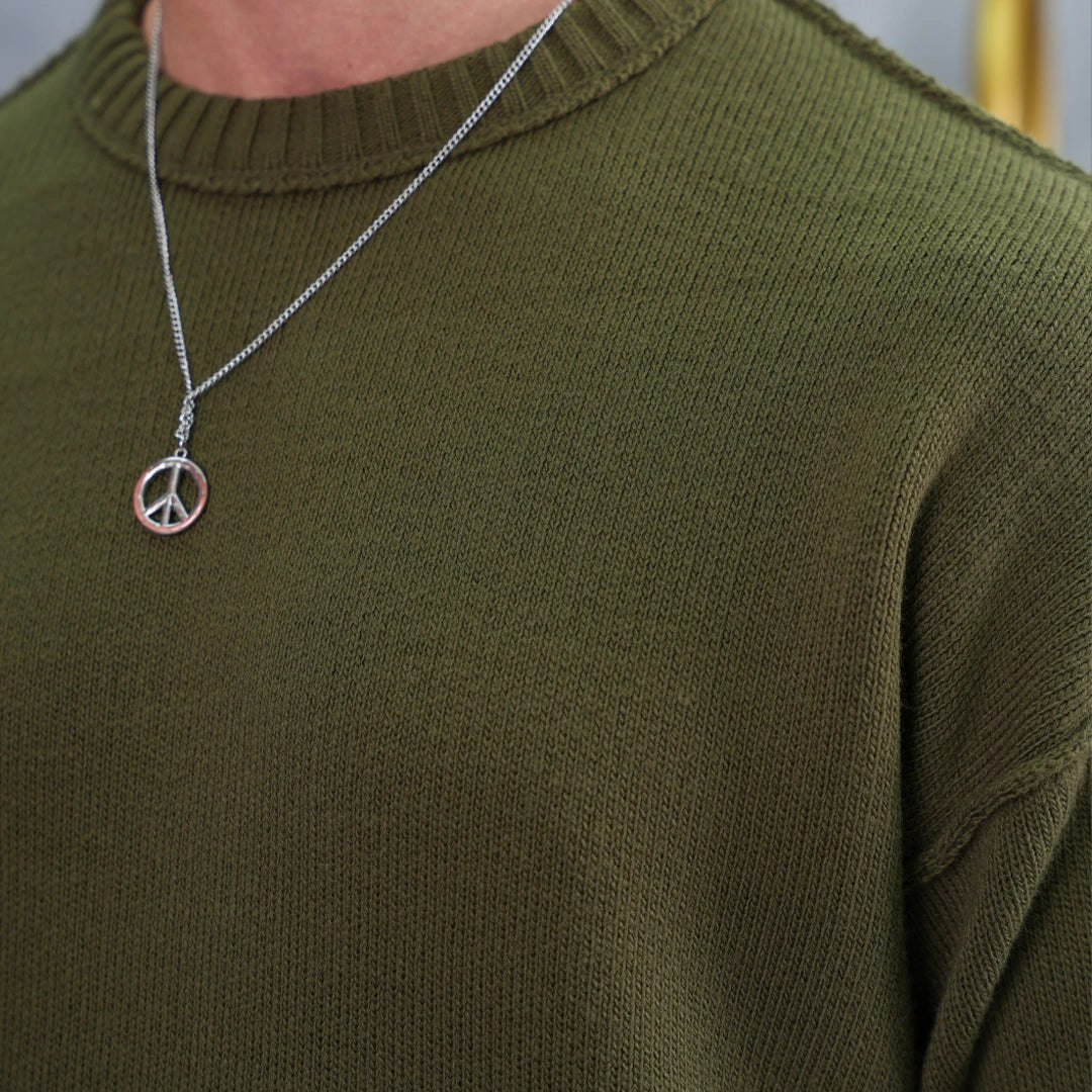 Ters Dikiş Oversize Bisiklet Yaka Yün Pamuk Kazak