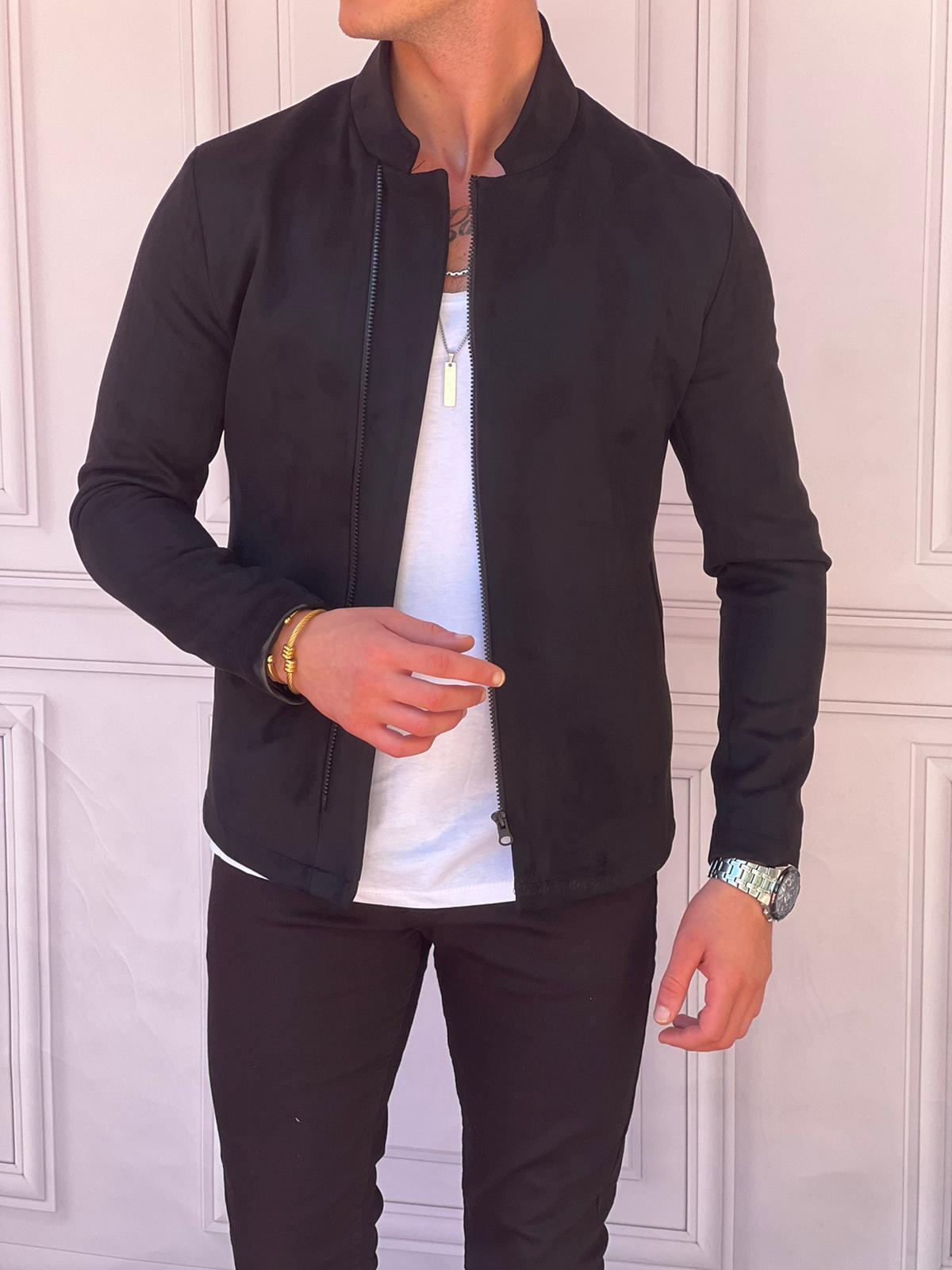 Slim Fit Yüksek Kalite Yan Fermuar Nubuk Mont