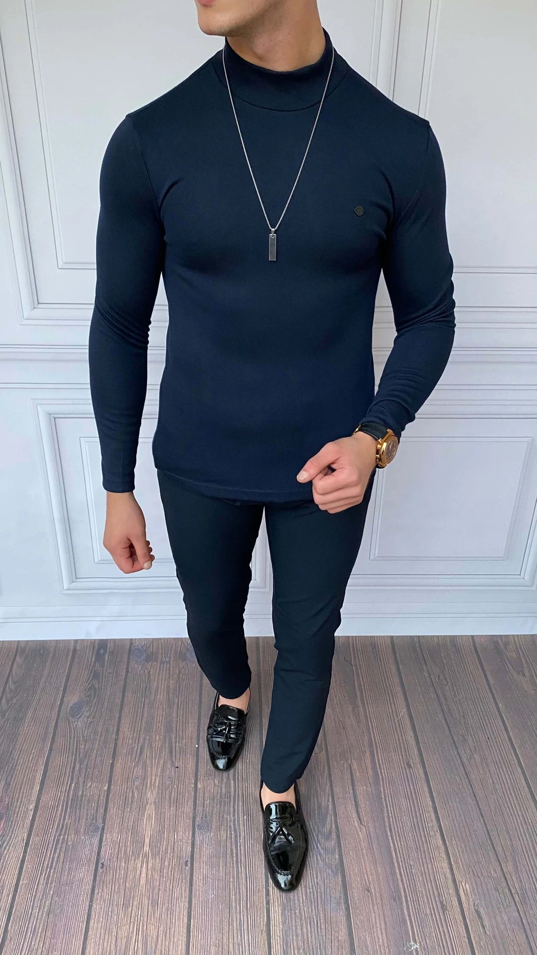 Slim Fit A Kalite Pamuk Tam Boğazlı Kazak