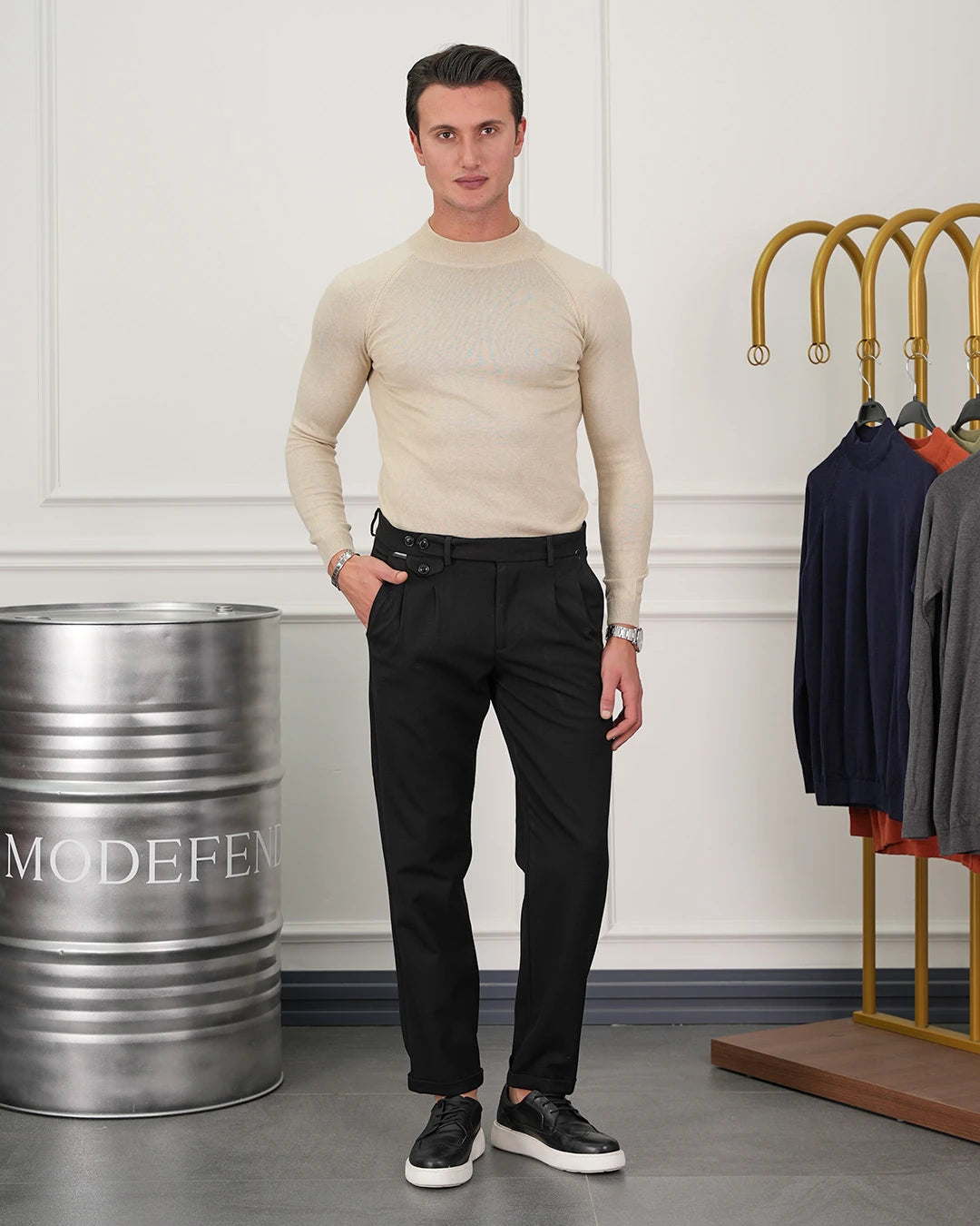 Pamuk Likra Slim fit Kalıp Yarım Balıkçı Kazak