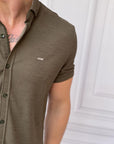 Slim Fit Pamuk Örme Polo Yaka Kısa Kollu Gömlek