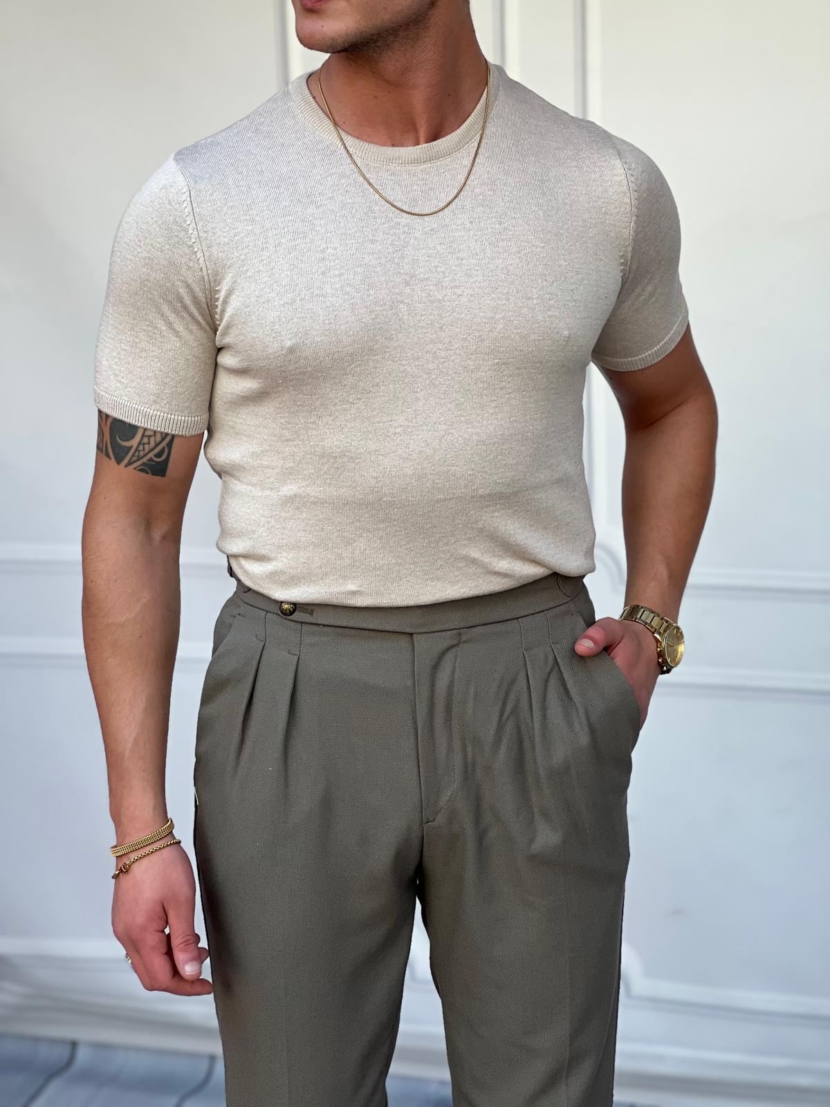 Yüksek Kalite Slim Fit Triko Kumaş Tshirt