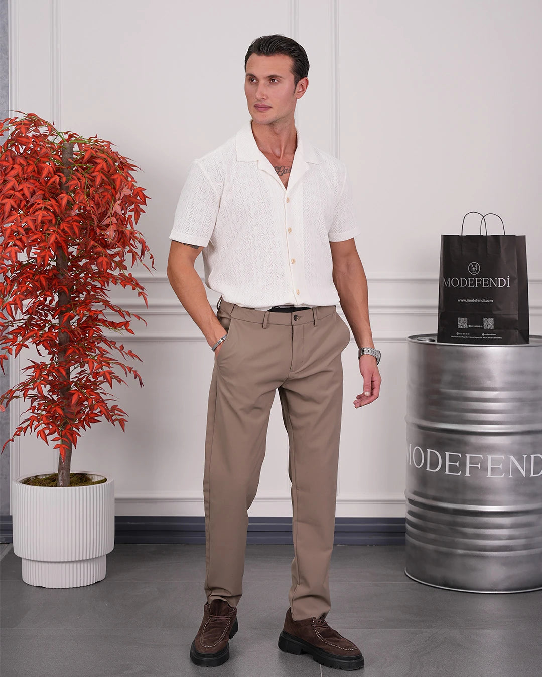 Örme Triko Kumaş Desenli Gömlek