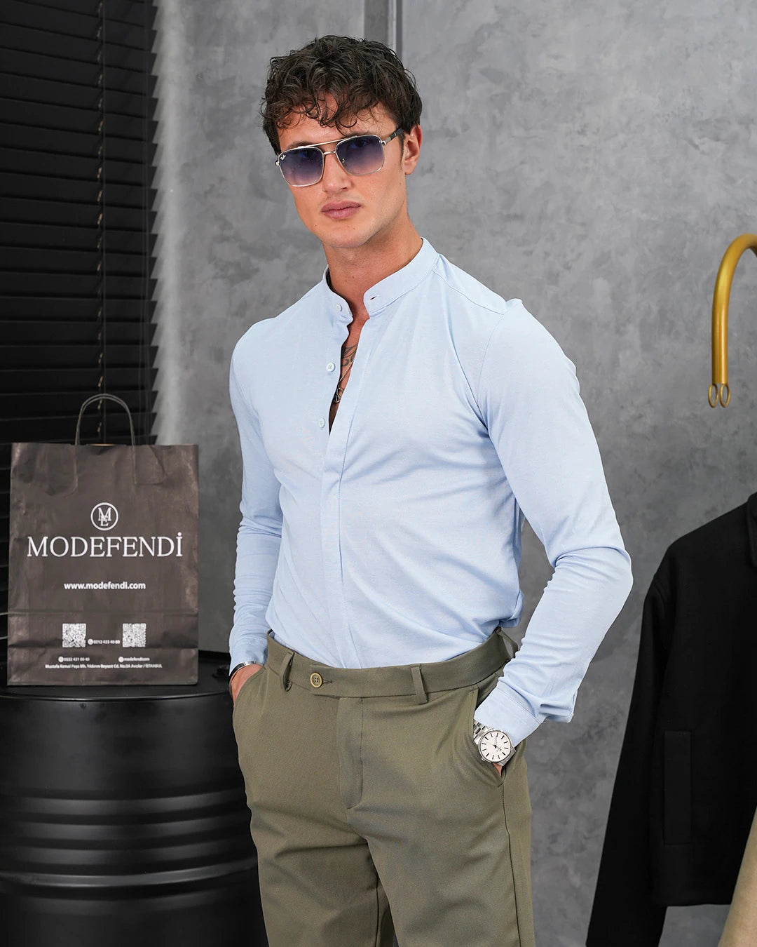 %100 Pamuklu Slimfit Gizli Kanun Yaka Gömlek