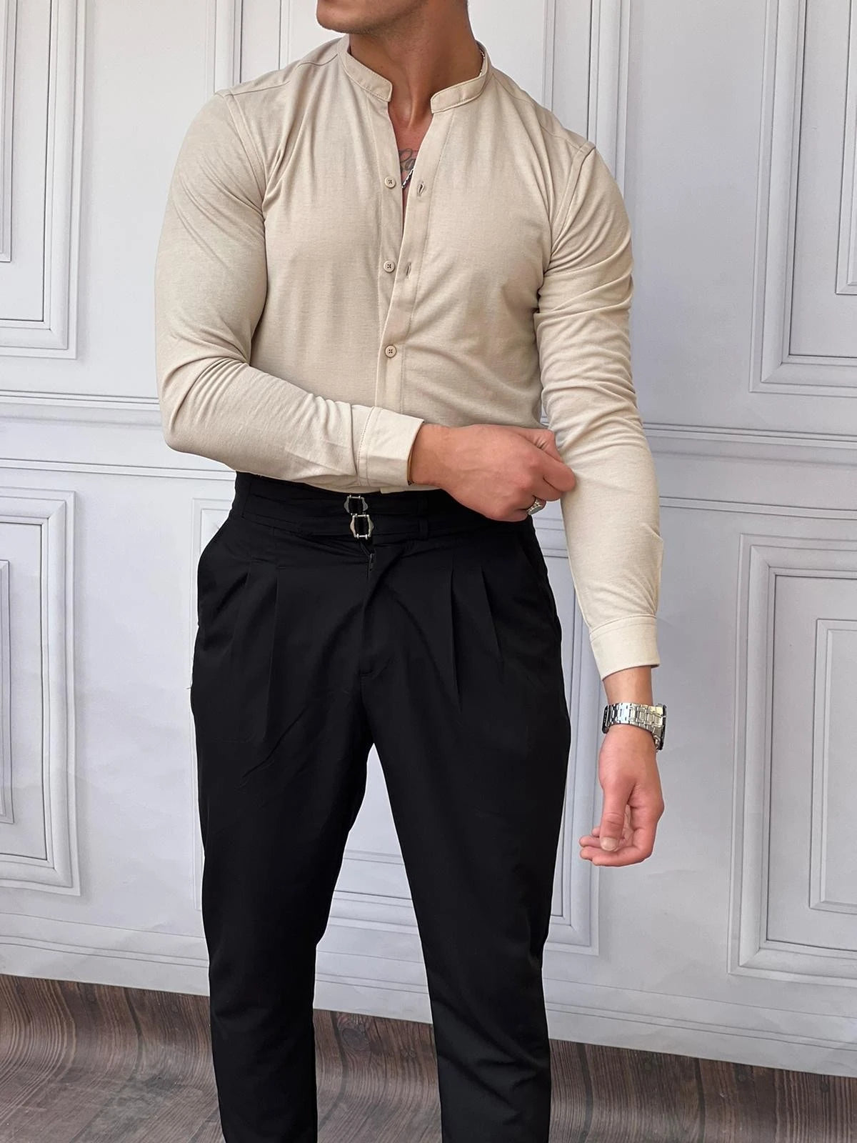 Pamuk Likra Hakim Yaka Gömlek