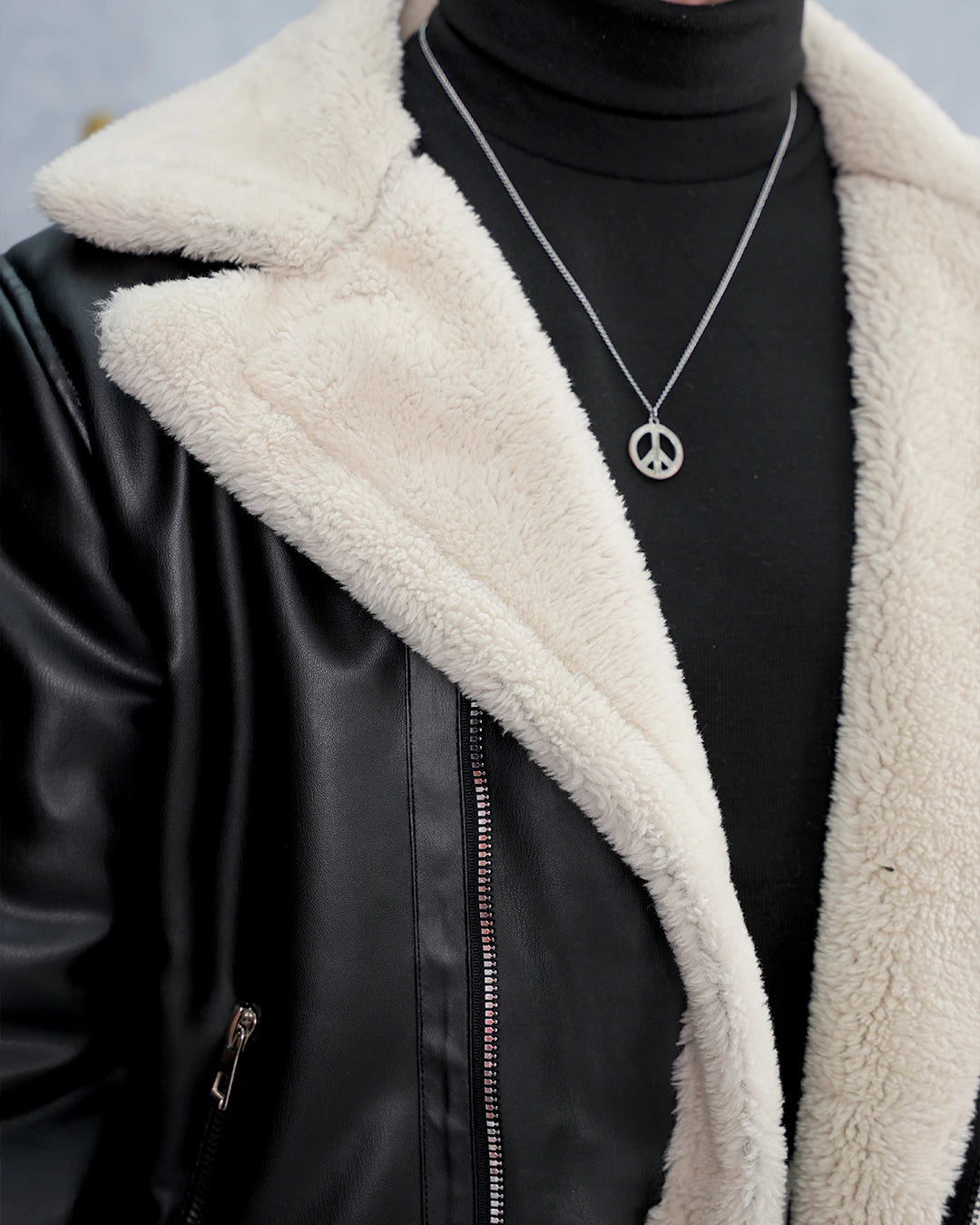 Demonte Kemer Detaylı Full Kürklü Deri Mont