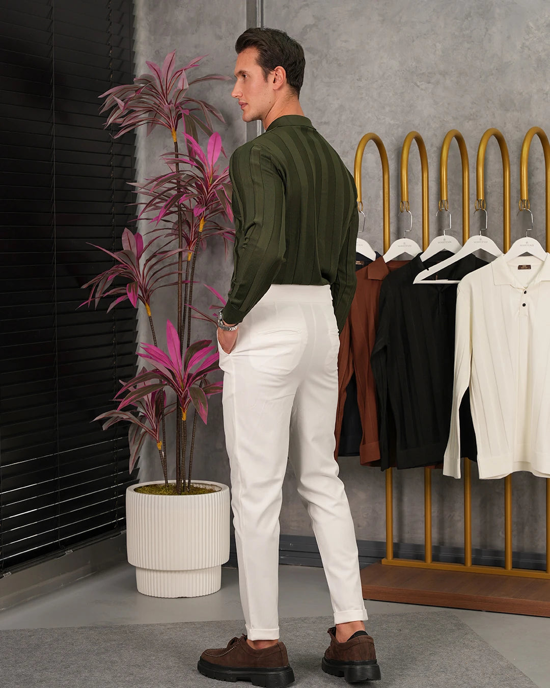 Yüksek Kalite Merserize Kumaş Şerit Çizgili Polo Yaka Triko