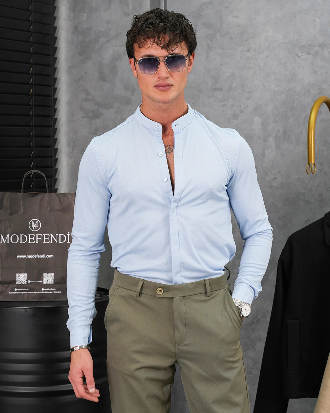 %100 Pamuklu Slimfit Gizli Kanun Yaka Gömlek