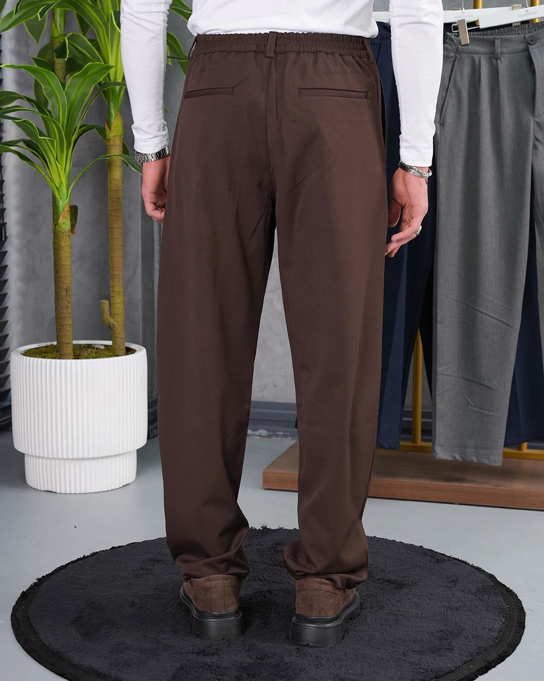 Çift Pile Pamuk Likra Baggy Kumaş Pantolon