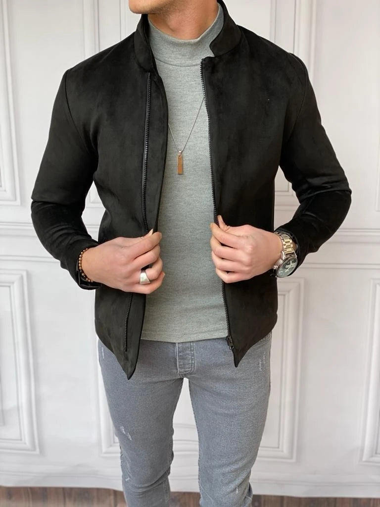 Slim Fit Yüksek Kalite Yan Fermuar Nubuk Mont