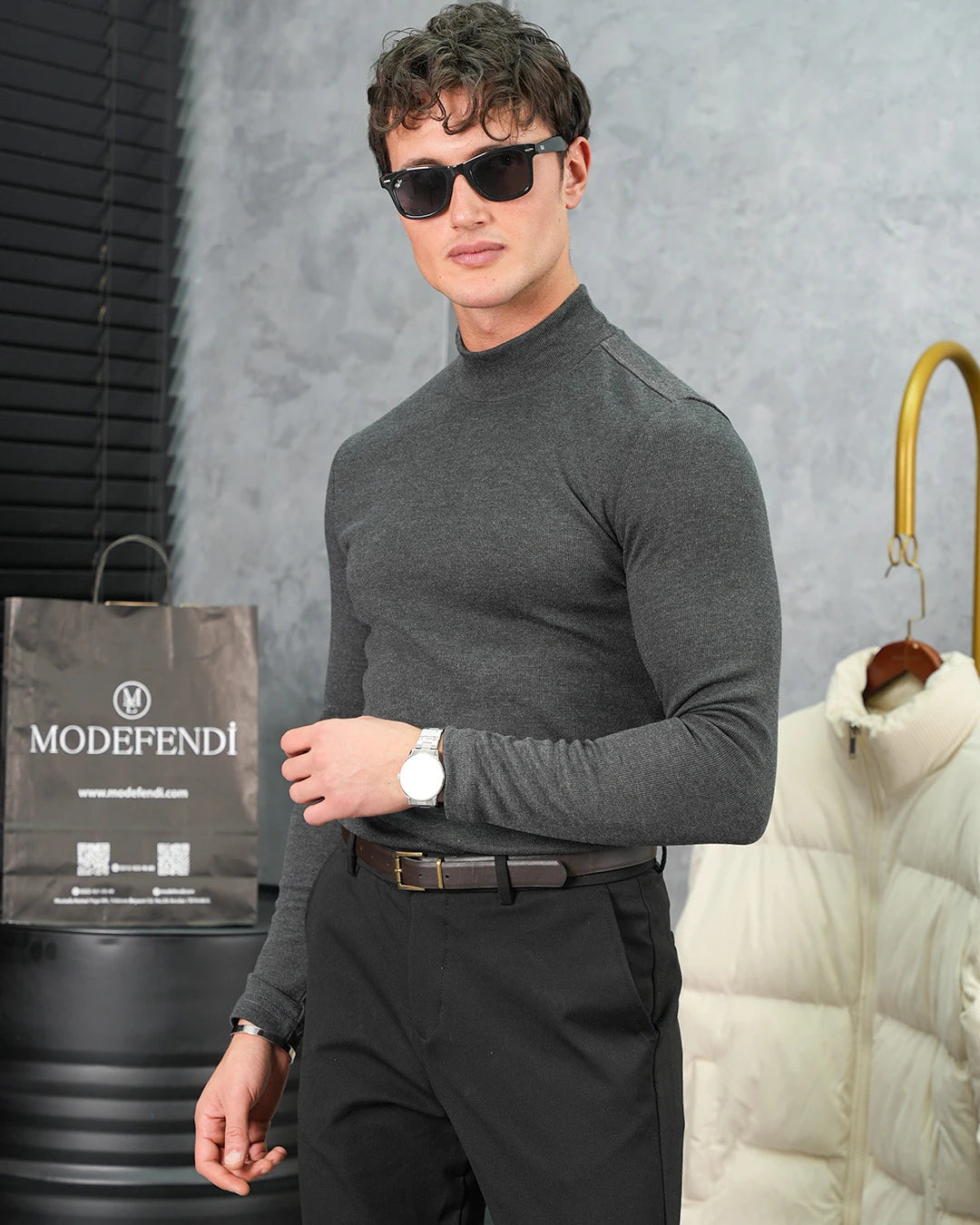 Slimfit Kalıp Pamuklu Triko Yarım Balıkçı Triko Kazak