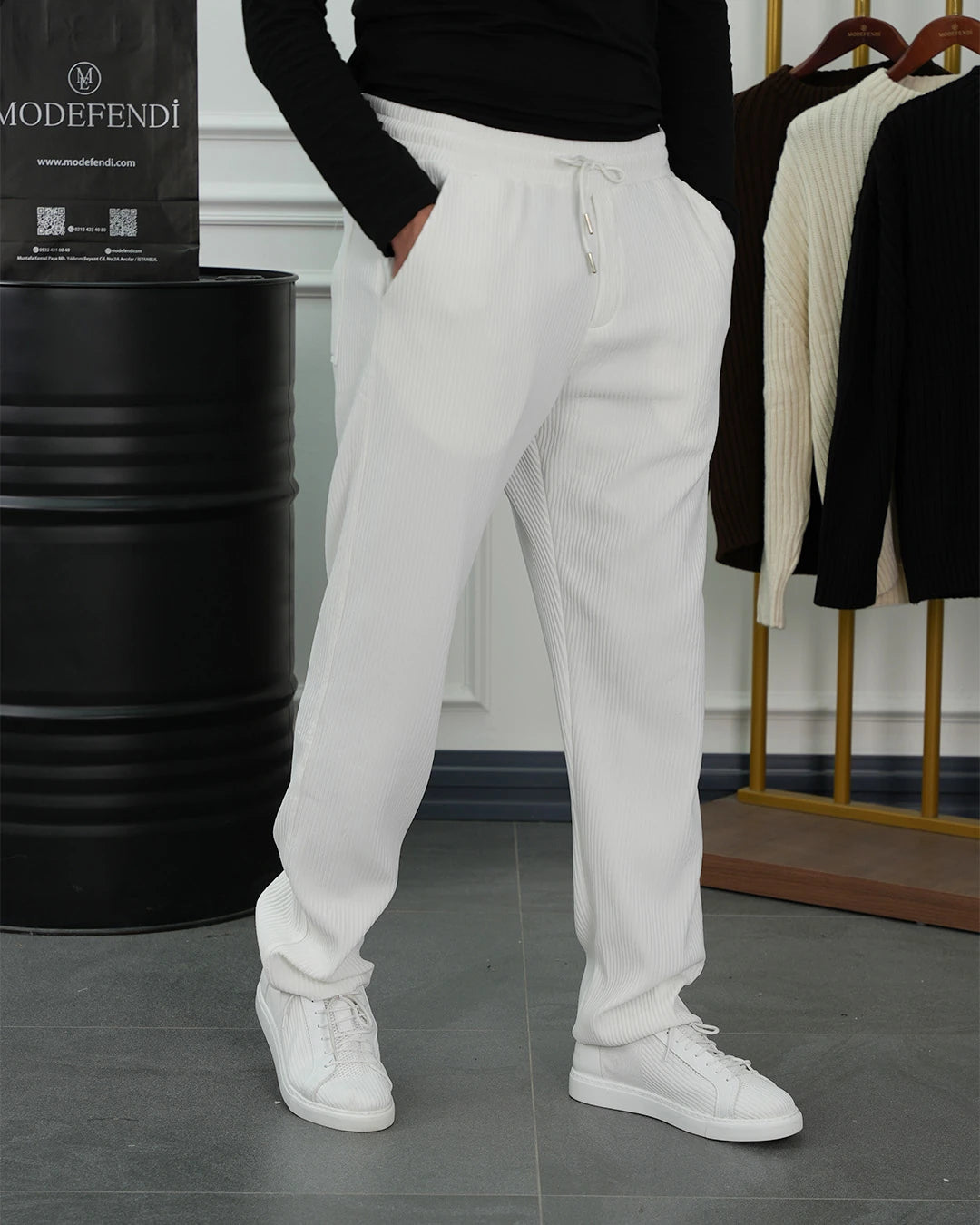 Kalın Fitil Desen Jogger Pantolon