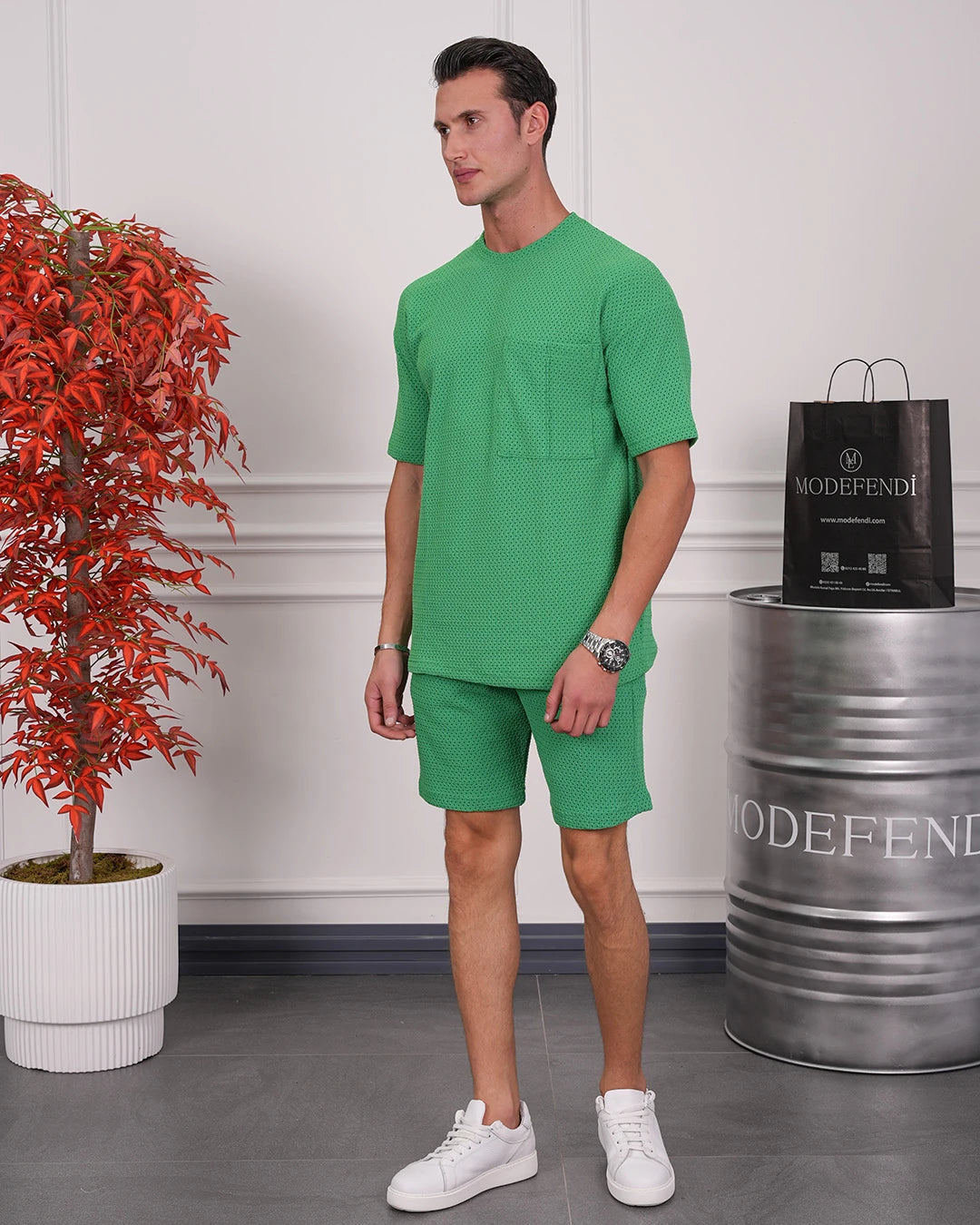 Pamuk Likra Örme Şortlu Takım