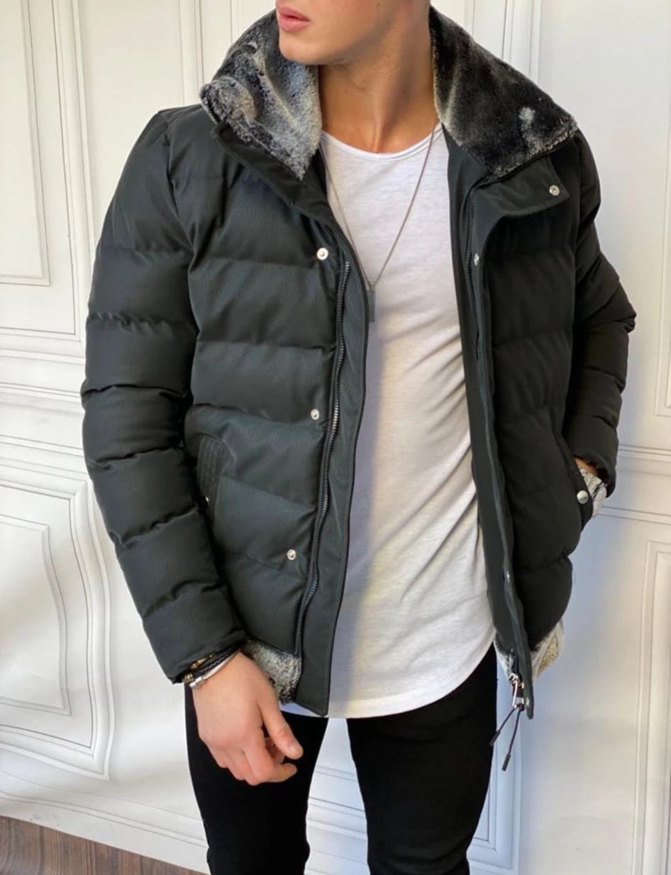 Mumlu Kumaş Yaka Ve Alt Kısmı Kürk Detaylı  Şişme Mont