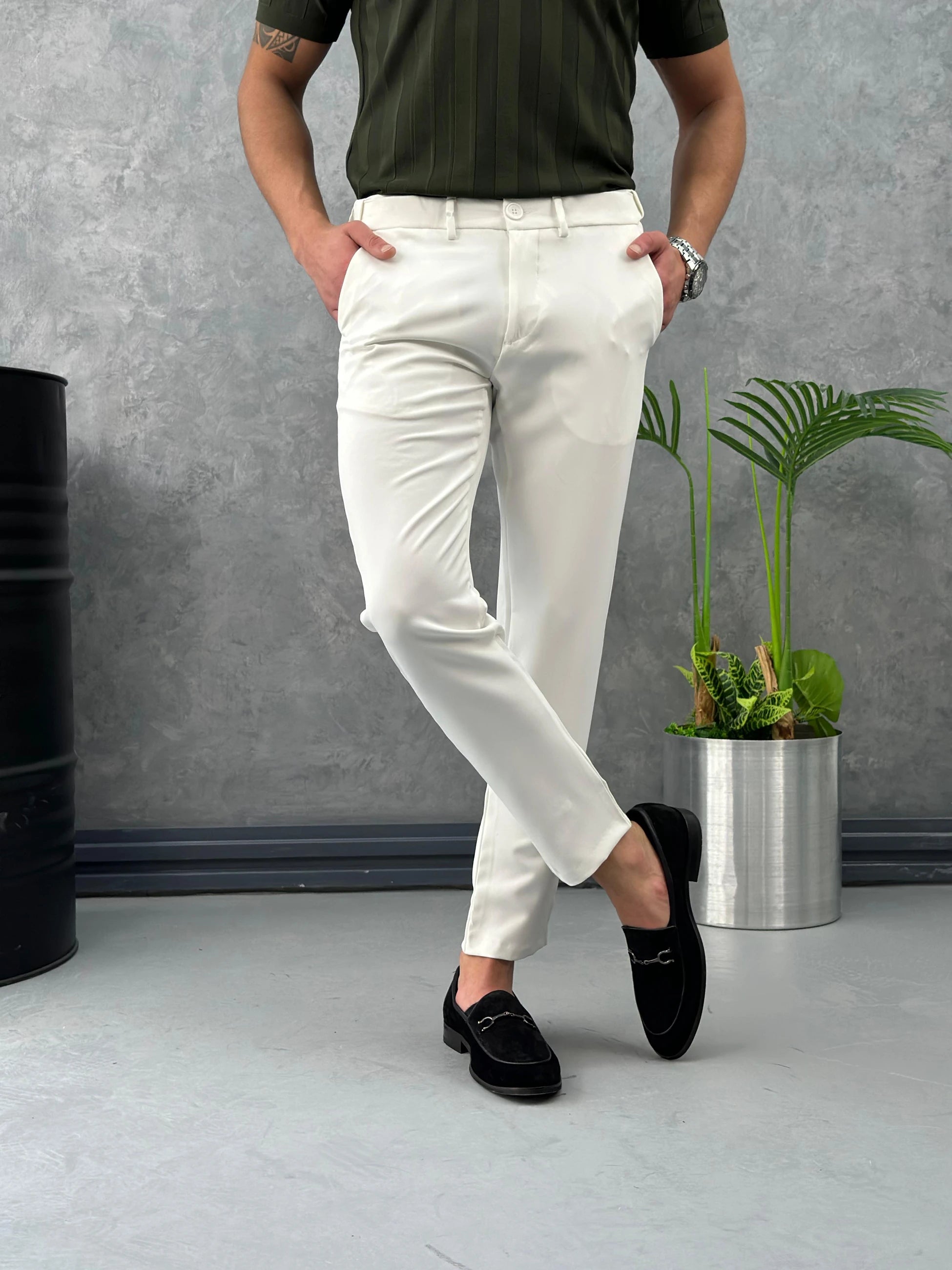 Gizli Lastik Bel Detaylı Kumaş Pantolon