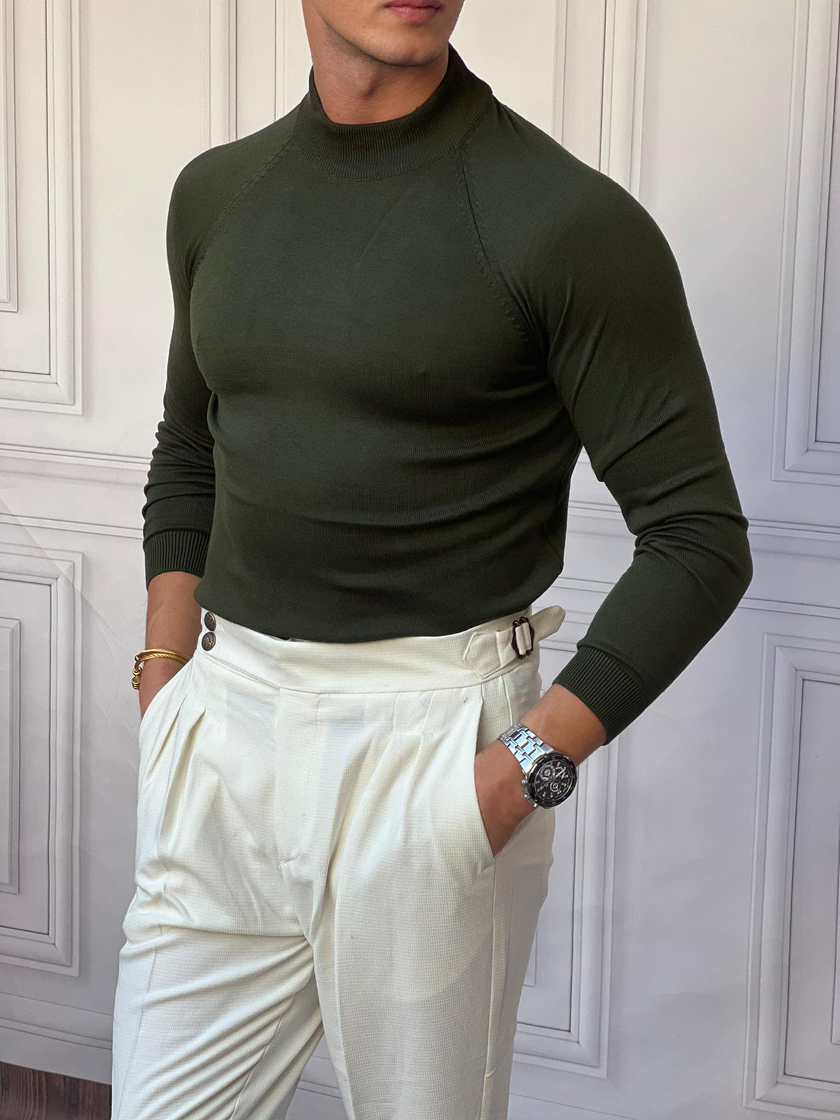 Slimfit Kalıp Pamuklu Triko Yarım Balıkçı Triko Kazak