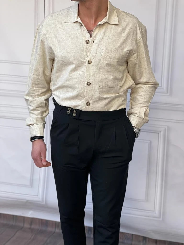 Tek Cepli Keten Yazlık  Oversize  Gömlek