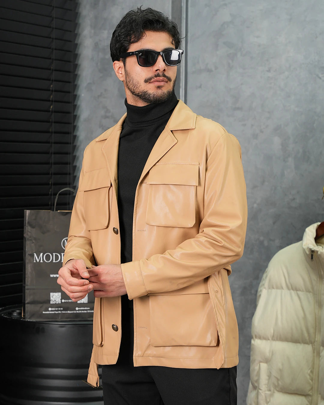 Torba Cep Kemer Detaylı Deri Mont