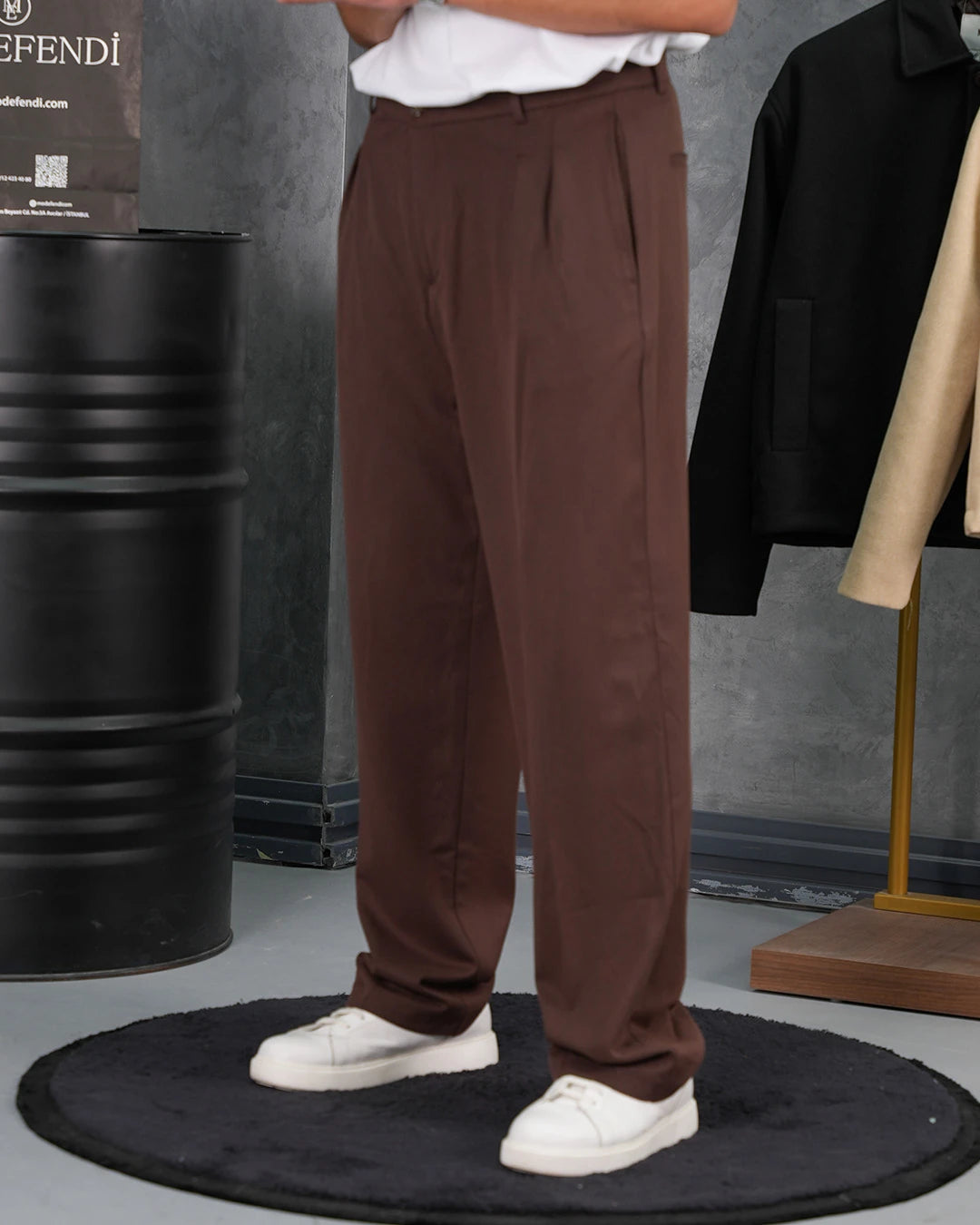 Baggy Kalıp Pile Detaylı Kumaş Pantolon