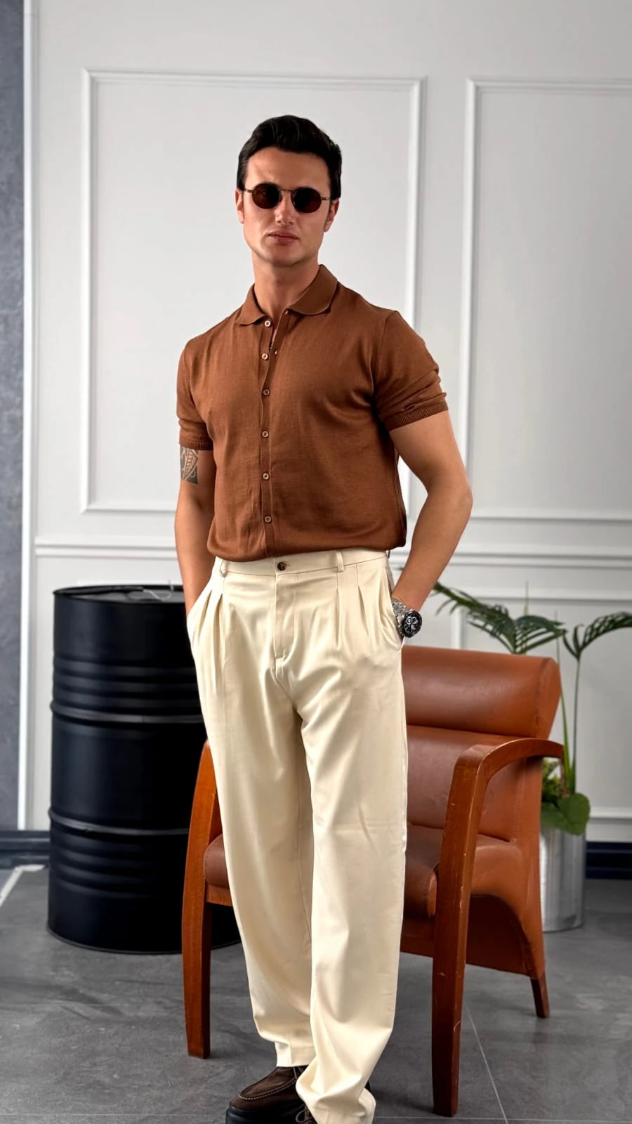 Slim Fit Polo Yaka Triko Pamuk Kısa Kollu Gömlek