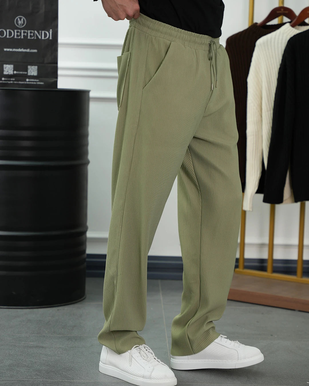 Kalın Fitil Desen Jogger Pantolon