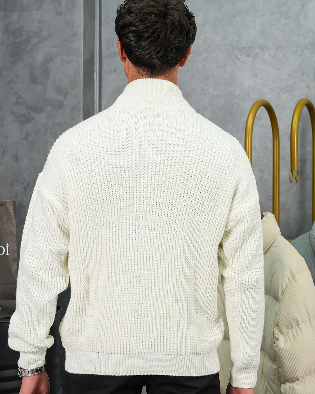 Yüksek Kalite Örgü Desen Fermuarlı Triko Hırka