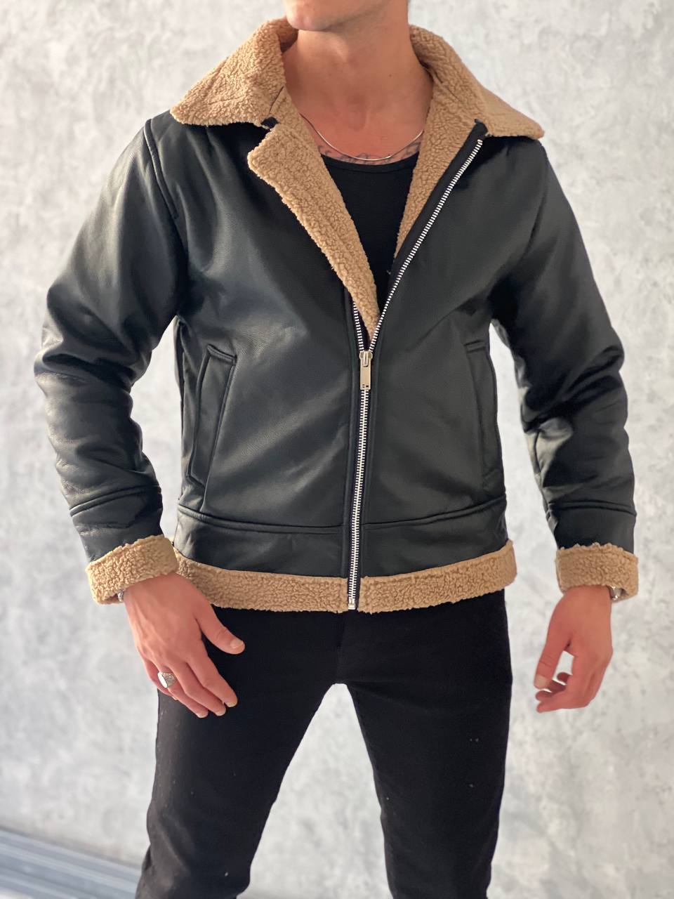 Full Kürklü Yarı Oversize Deri Mont