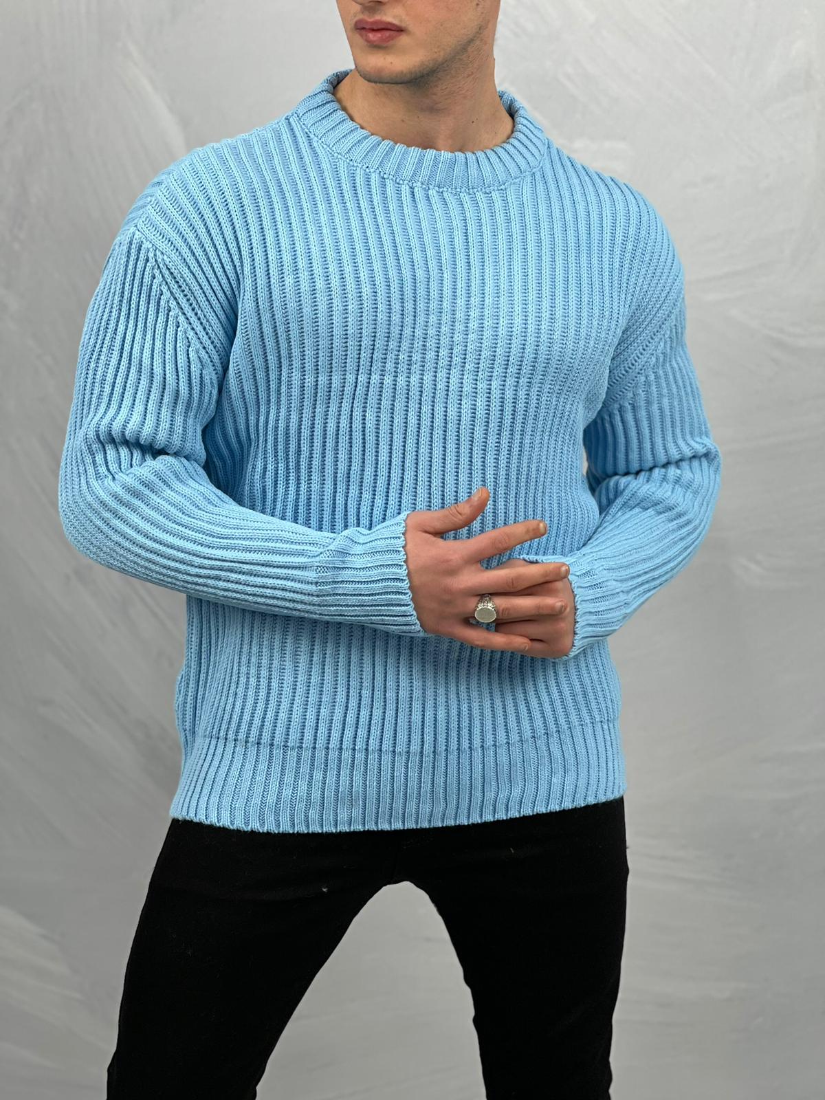 Kalın Çizgi Detaylı Oversize Kazak