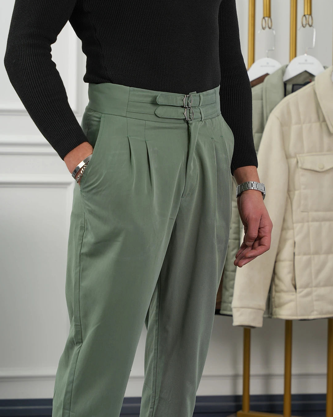 Toka Detaylı Çift Pile İtalyan Kesim Pantolon