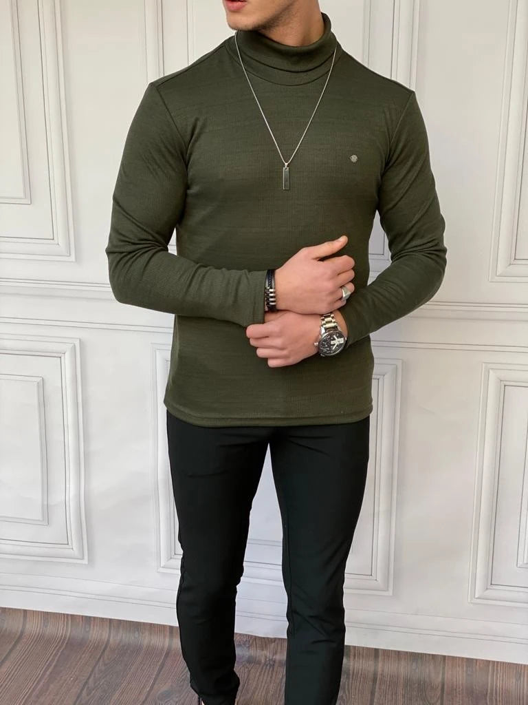 Slim Fit A Kalite Pamuk Tam Boğazlı Kazak