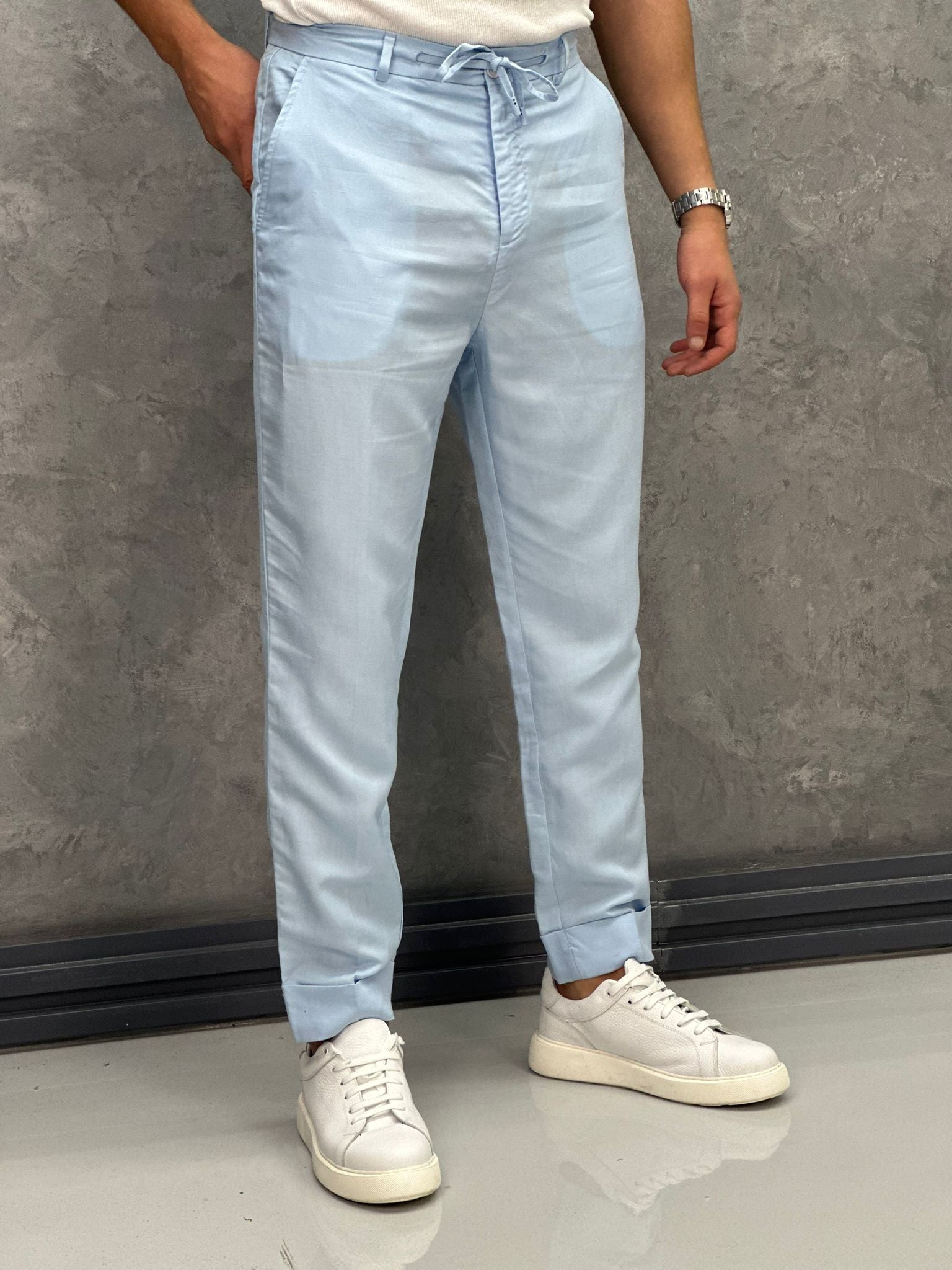 Rahat Kalıp Ham Keten Pantolon