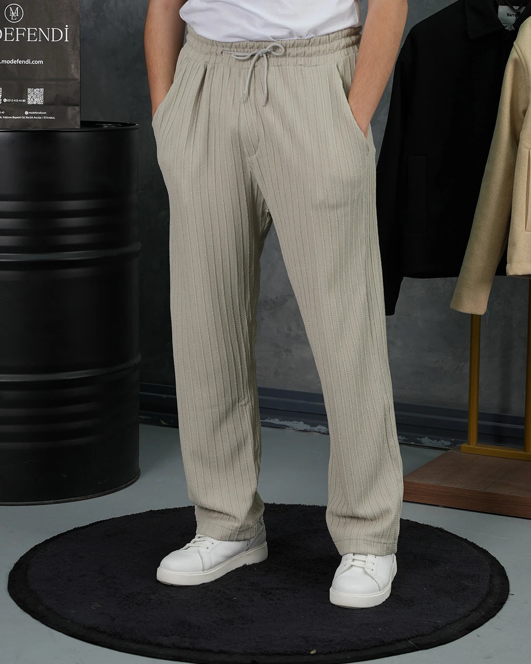 Örgülü Model Baggy Kesim Jogger İpli Pantolon