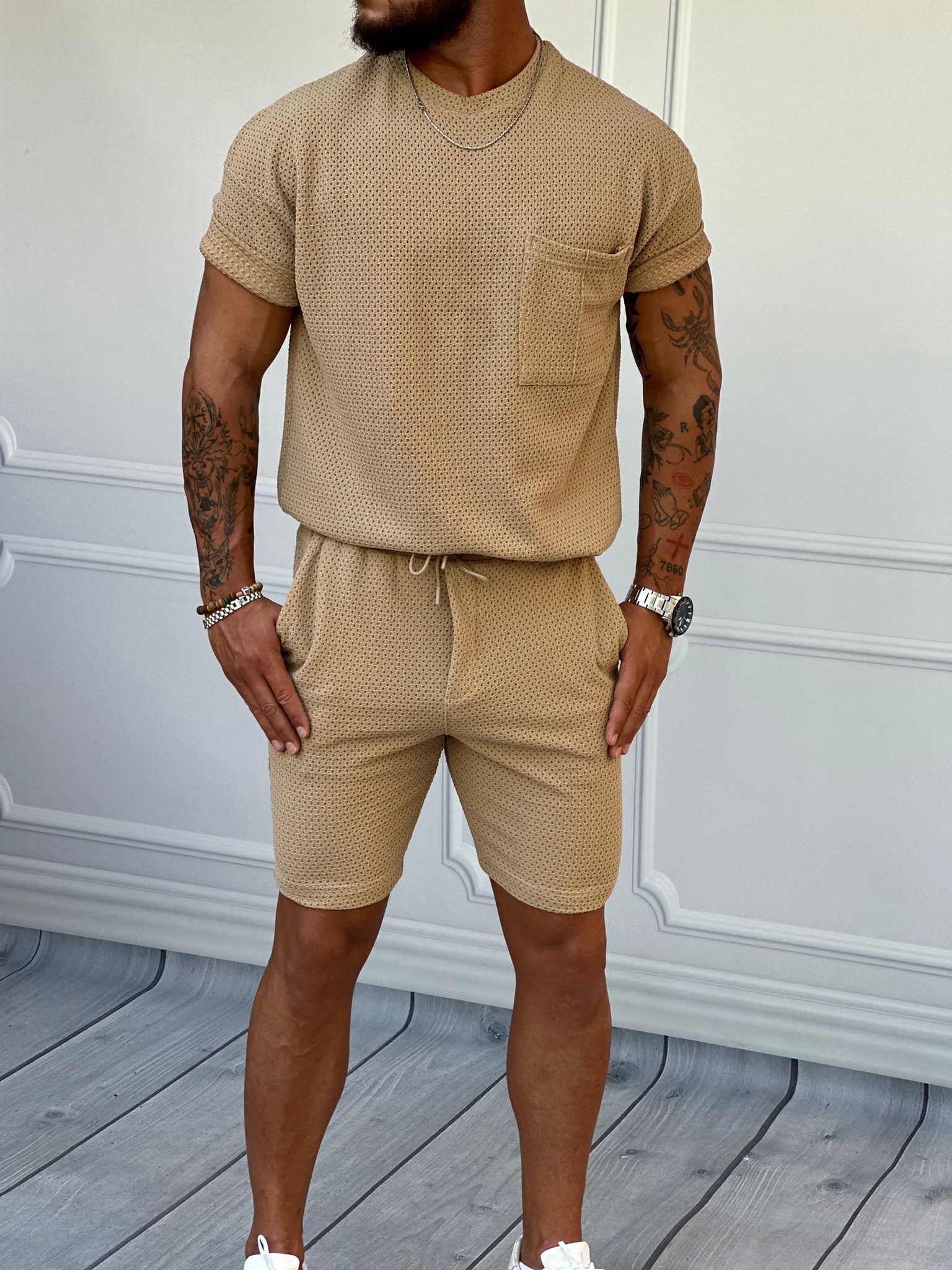 Pamuk Likra Örme Şortlu Takım